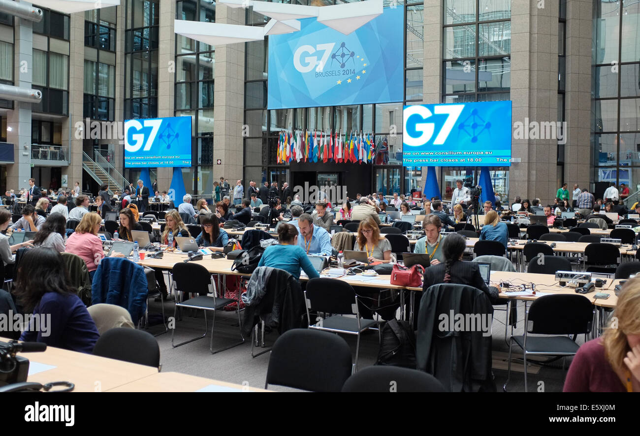 Presse arbeiten beim G7-Gipfel Brüssel Belgien 2014 Stockfoto