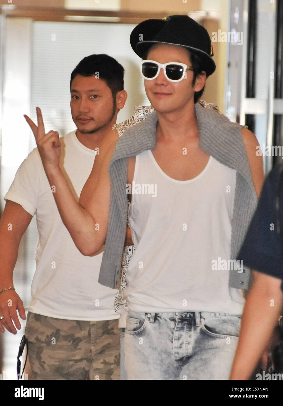 Jang Keun-Suk, 8. August 2014: Jang Geun-Suk, 8. August 2014, Tokio, Japan: koreanische Schauspieler Jang Geun-Suk kommt bei Tokyo International Airport in Tokio, Japan, im 8. August 2014. Stockfoto