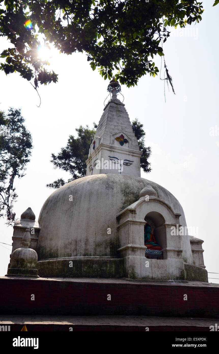 Swayambhunath Tempel oder Affentempel mit Buddha oder Weisheit Augen - Heilige asiatischen religiöses Symbol in Kathmandu-Nepal Stockfoto