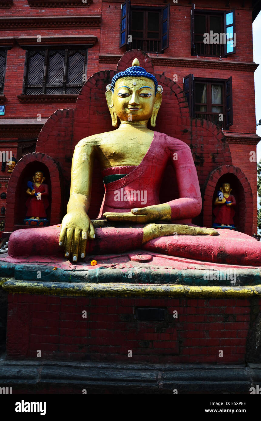 Swayambhunath Tempel oder Affentempel mit Buddha oder Weisheit Augen - Heilige asiatischen religiöses Symbol in Kathmandu-Nepal Stockfoto
