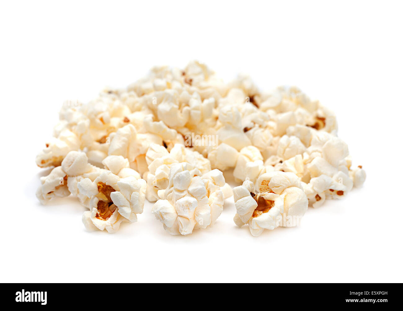 Popcorn-Snack-Closeup isoliert auf weißem Hintergrund Stockfoto