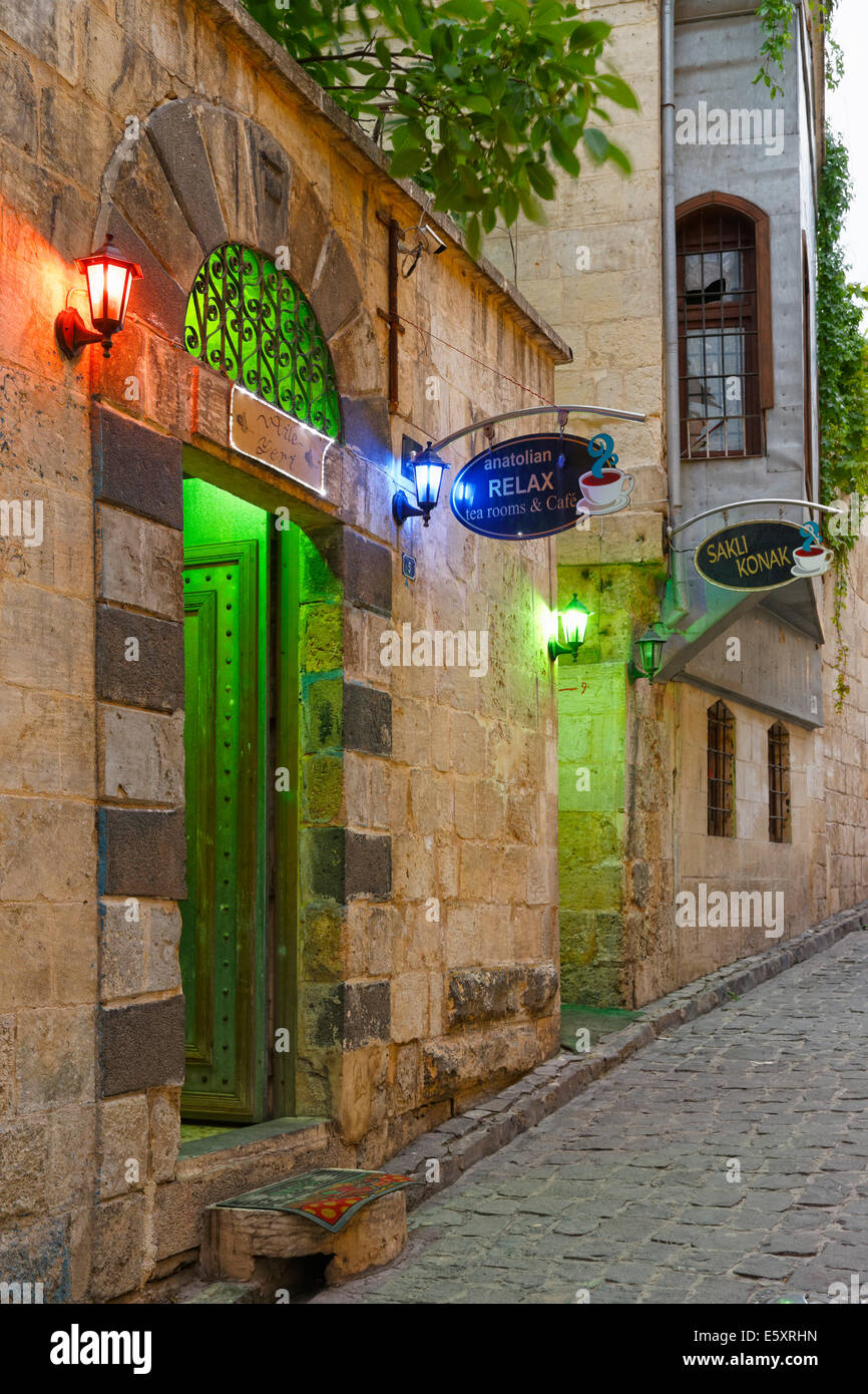 Coffee-Shop in Bey Mallahesi, Altstadt, Gaziantep, Südost-Anatolien-Region, Südostanatolien, Türkei Stockfoto