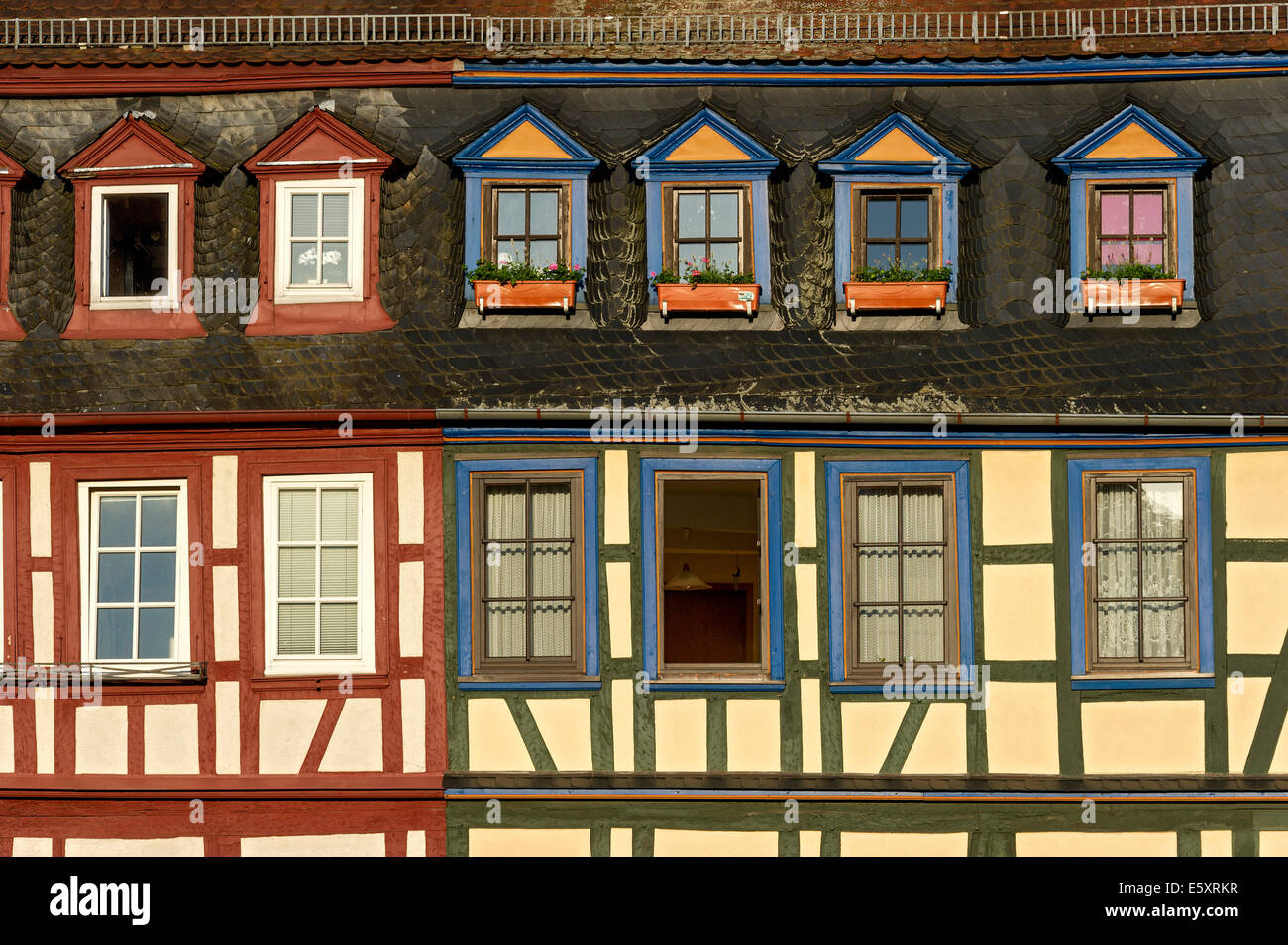 Fassaden, historische Fachwerkhäuser, historische Zentrum Gelnhausen, Hessen, Deutschland Stockfoto