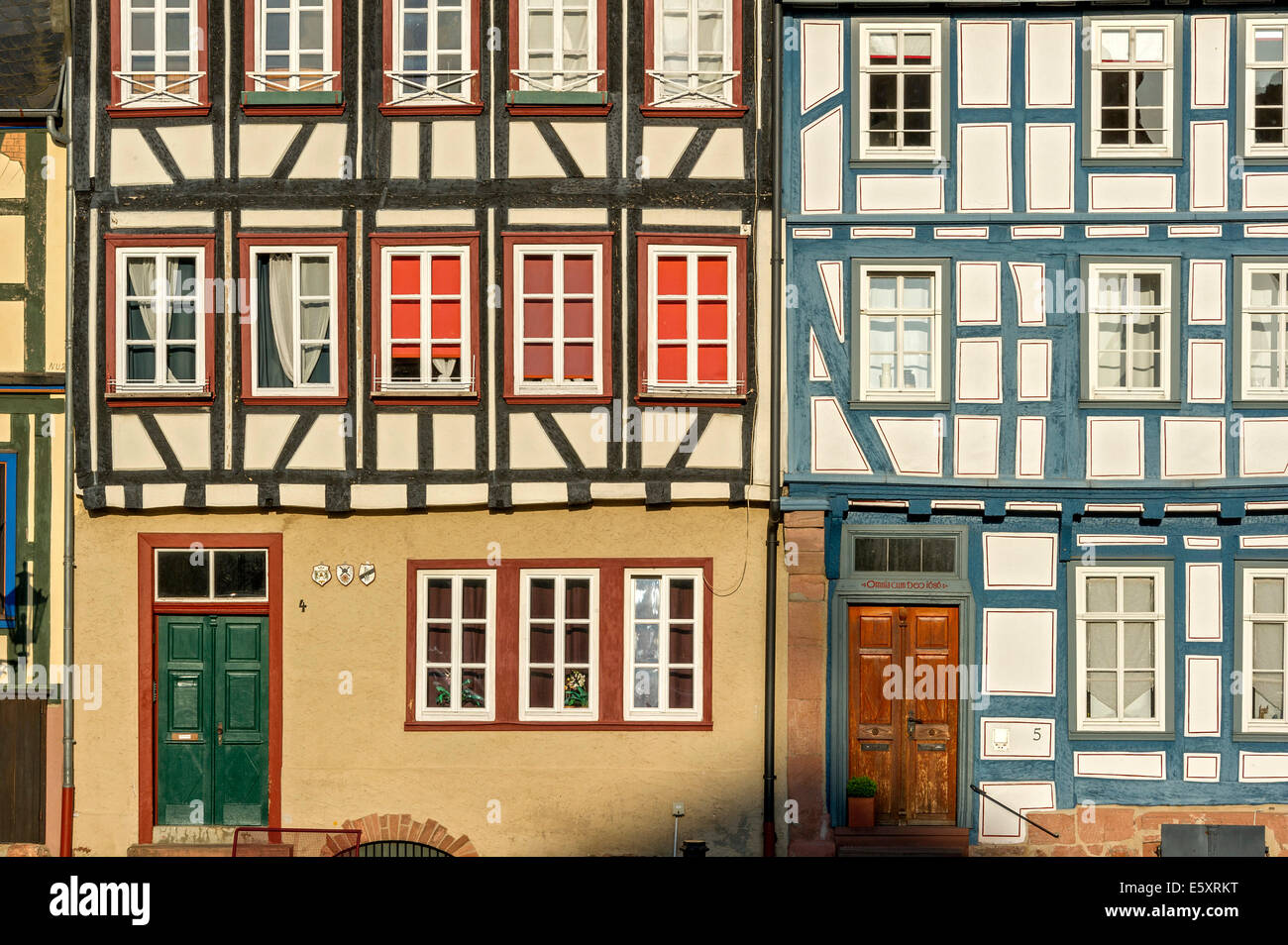 Fassaden, historische Fachwerkhäuser, historische Zentrum Gelnhausen, Hessen, Deutschland Stockfoto