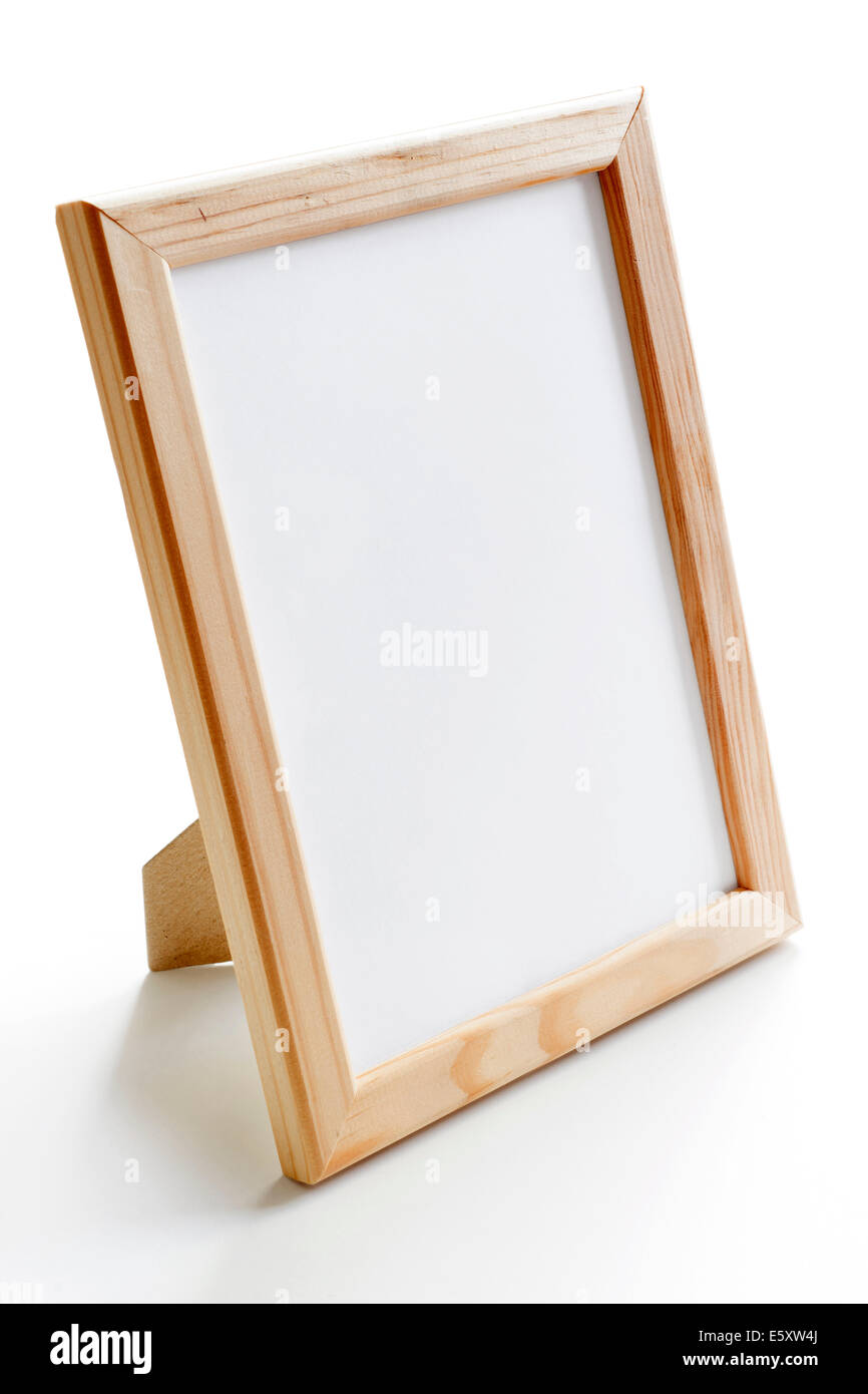 Lichtbild aus Holz Rahmen Aufenthalt auf dem weißen Tisch Stockfoto