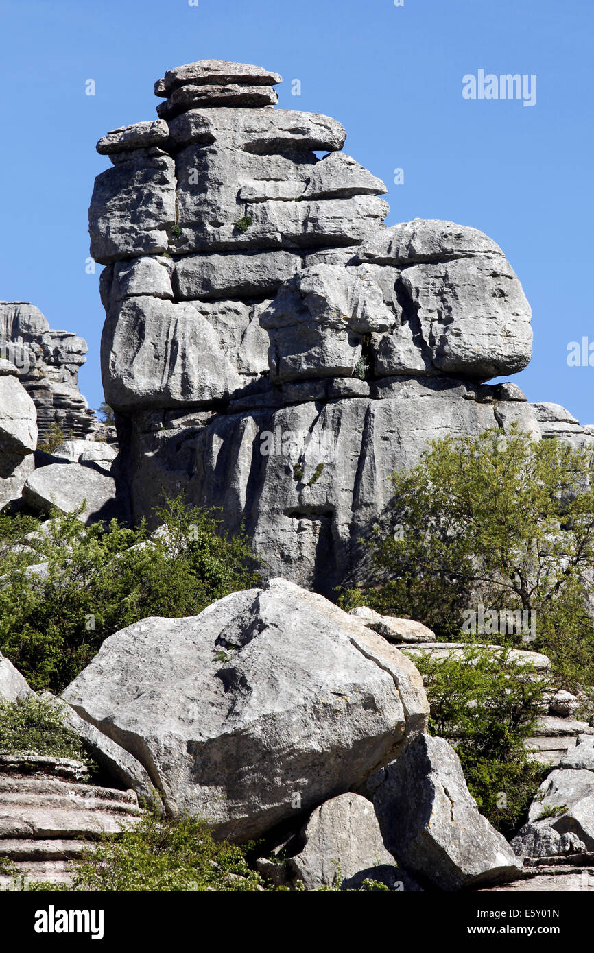 Naturschutzgebiet El Torcal de Antequera, Antequera, Málaga, Antequera, Málaga, Andalusien, Spanien, Europa Stockfoto