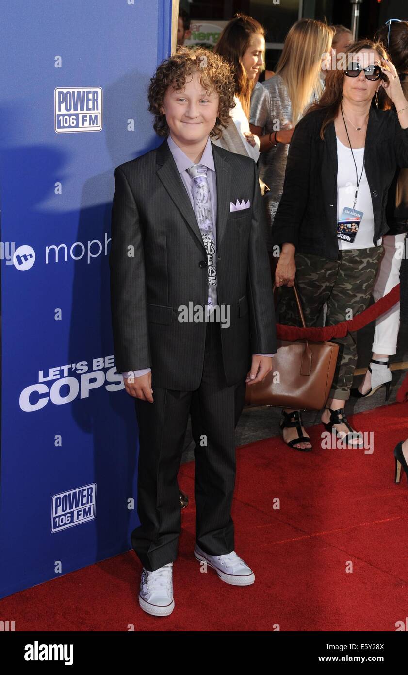 Hollywood, CA. 7. August 2014. Joshua Ormond im Ankunftsbereich für wir werden Polizisten Premiere, der ArcLight Hollywood, Hollywood, CA 7. August 2014. Bildnachweis: Dee Cercone/Everett Collection/Alamy Live-Nachrichten Stockfoto