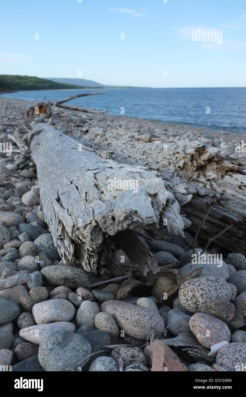 Ein felsiger Strand in Cape Breton, Nova Scotia. Stockfoto