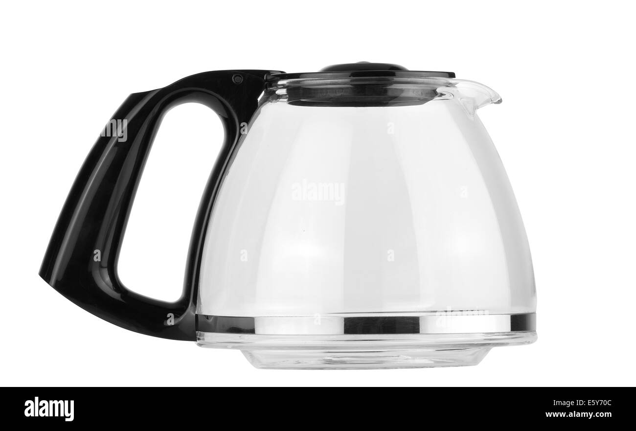 eine leere Kaffeekanne isoliert auf einem weißen Hintergrund - Clipping-Pfad Stockfoto