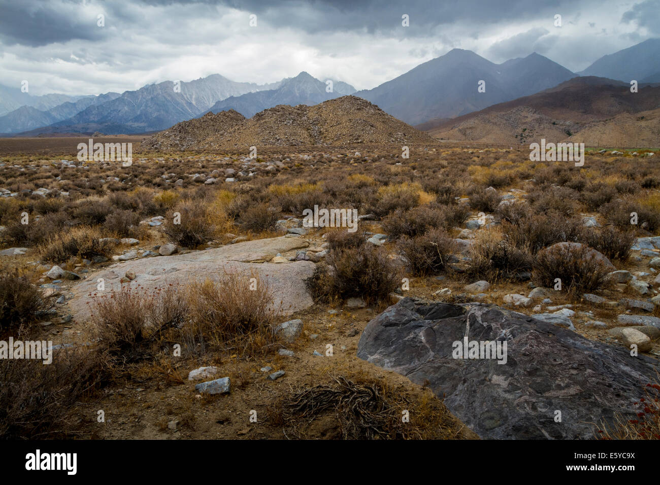 Gewitterwolken über der östlichen Sierra Nevada in der Nähe von Mount Williamson und Mount Whitney Stockfoto