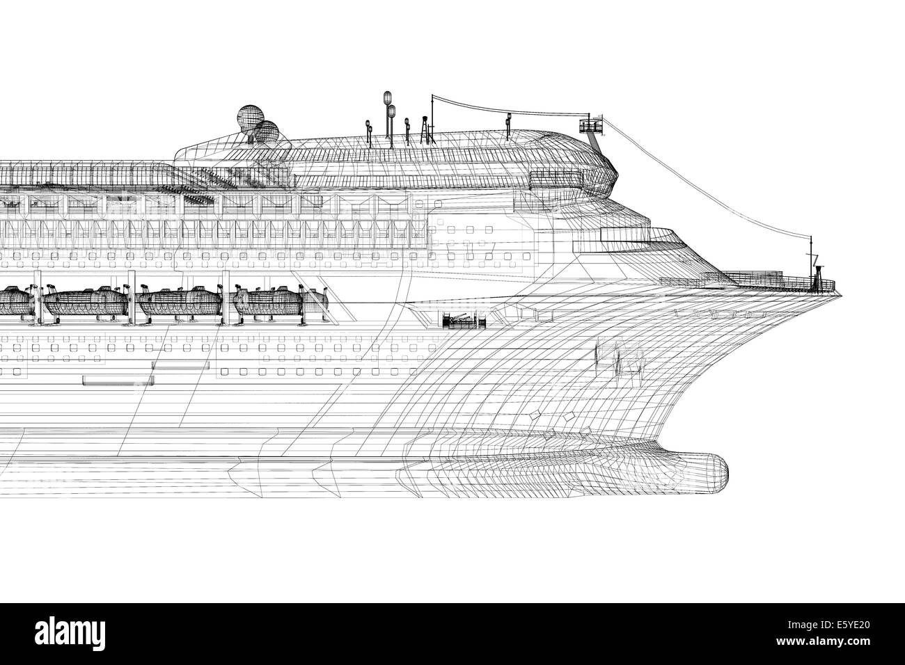 Cruise Liner, Schiff, Karosseriestruktur, Drahtmodell Stockfoto