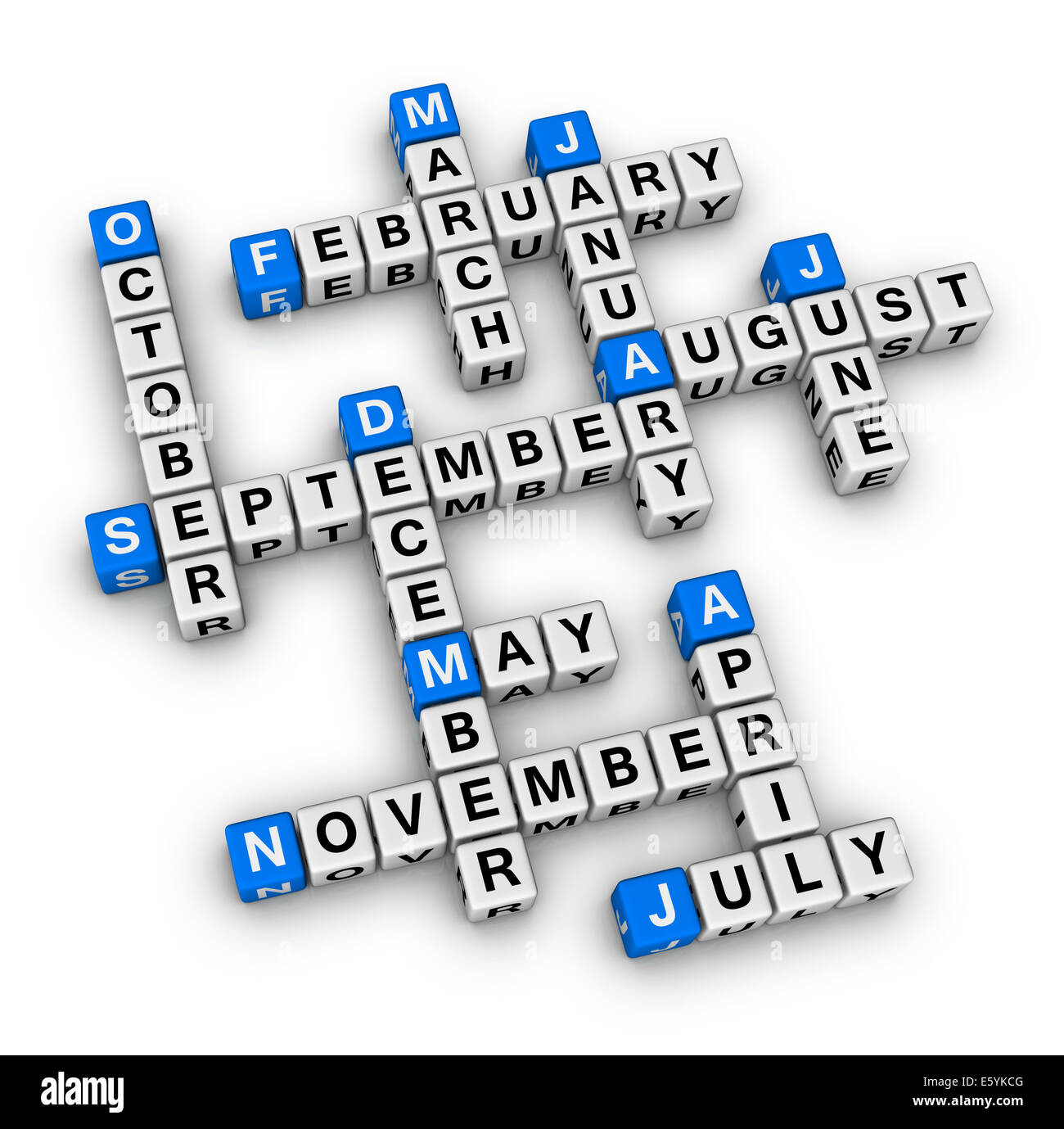 Monaten des Jahres Kreuzworträtsel puzzle Stockfoto