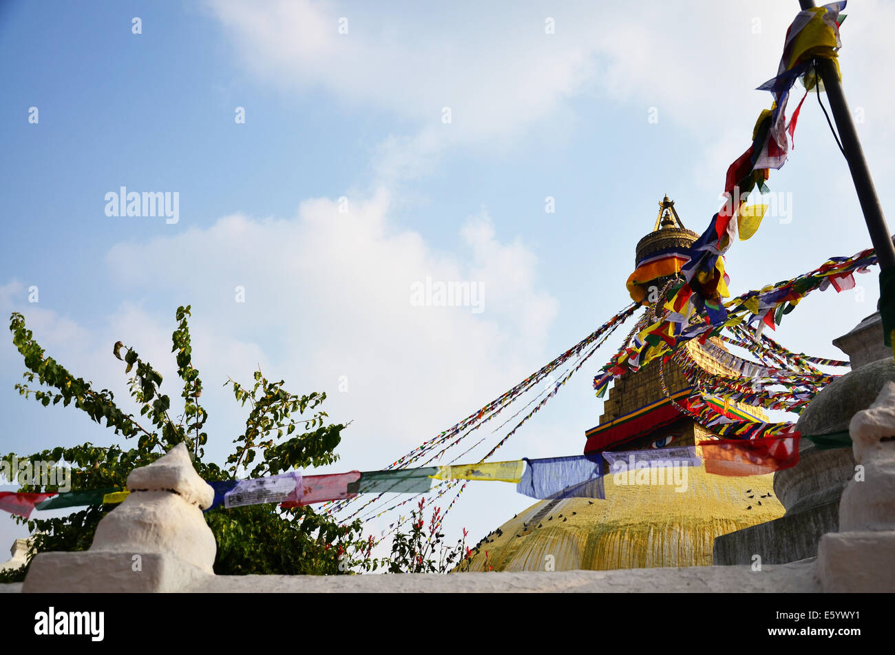 Boudhanath oder Bodnath Stupa mit Buddha-Augen oder Weisheit ist die größte Stupa in Nepal und die heiligsten tibetisch-buddhistischen. Stockfoto
