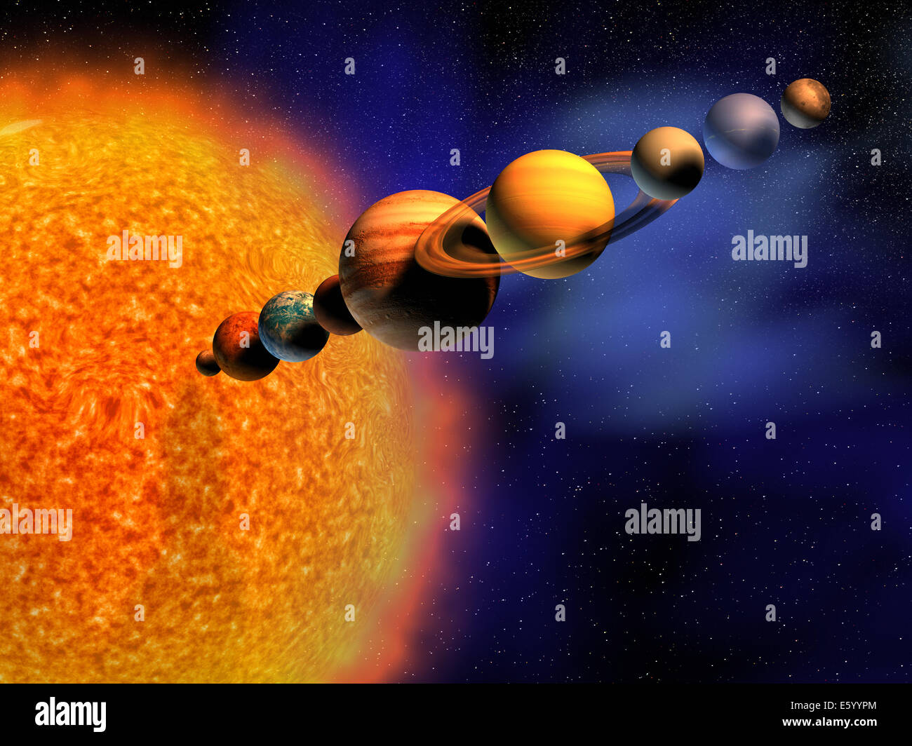 Sonnensystem - Dies ist ein 3d render Abbildung Stockfoto