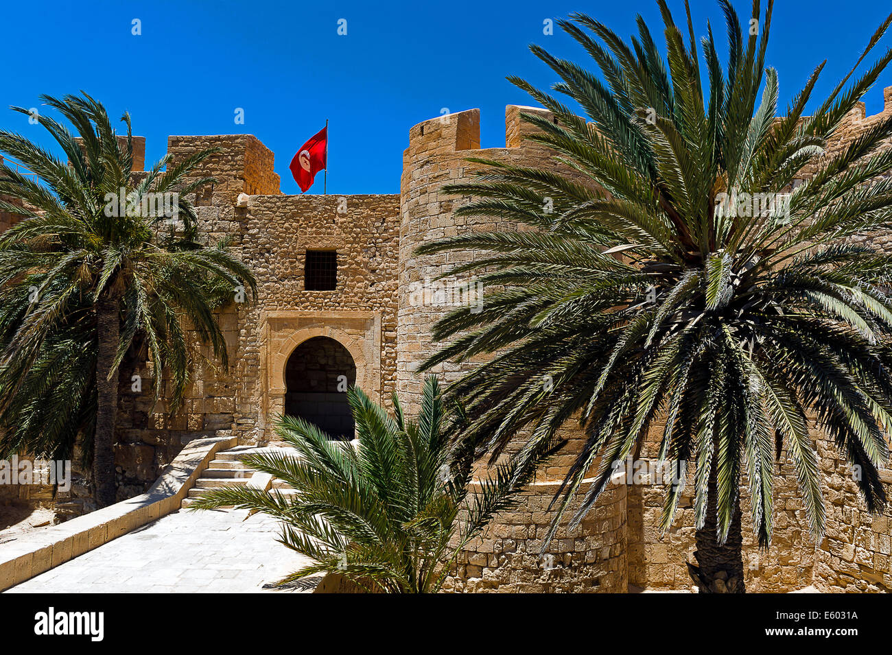 Afrika, Nordafrika, Maghreb, Süd Tunesien, Governorat von Medenine. Djerba-Insel. Houmt Souk. Festung Borj El Kebir. Stockfoto