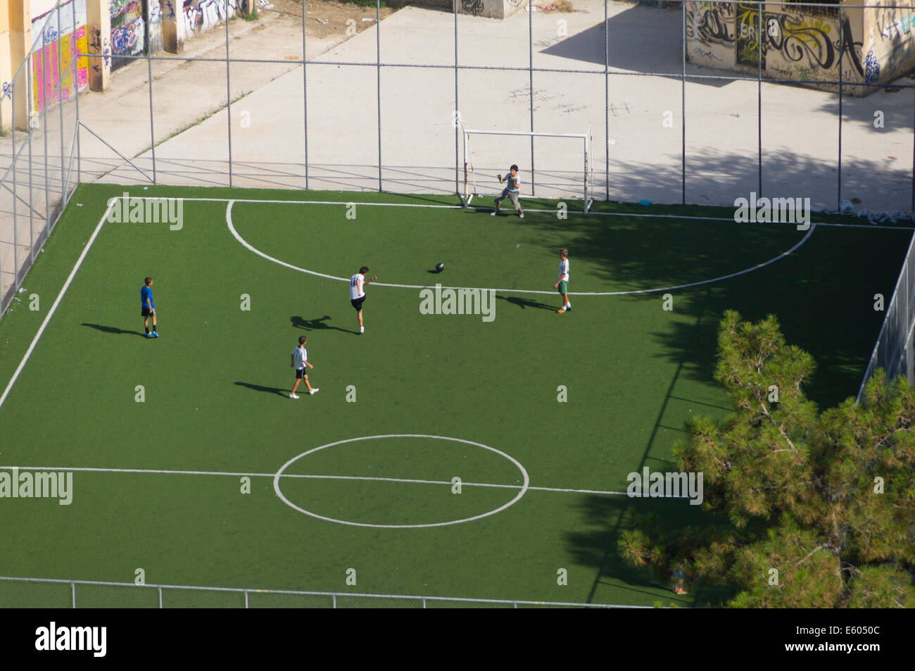 Zakynthos, Griechenland - Mini-Fußballfeld. Stockfoto