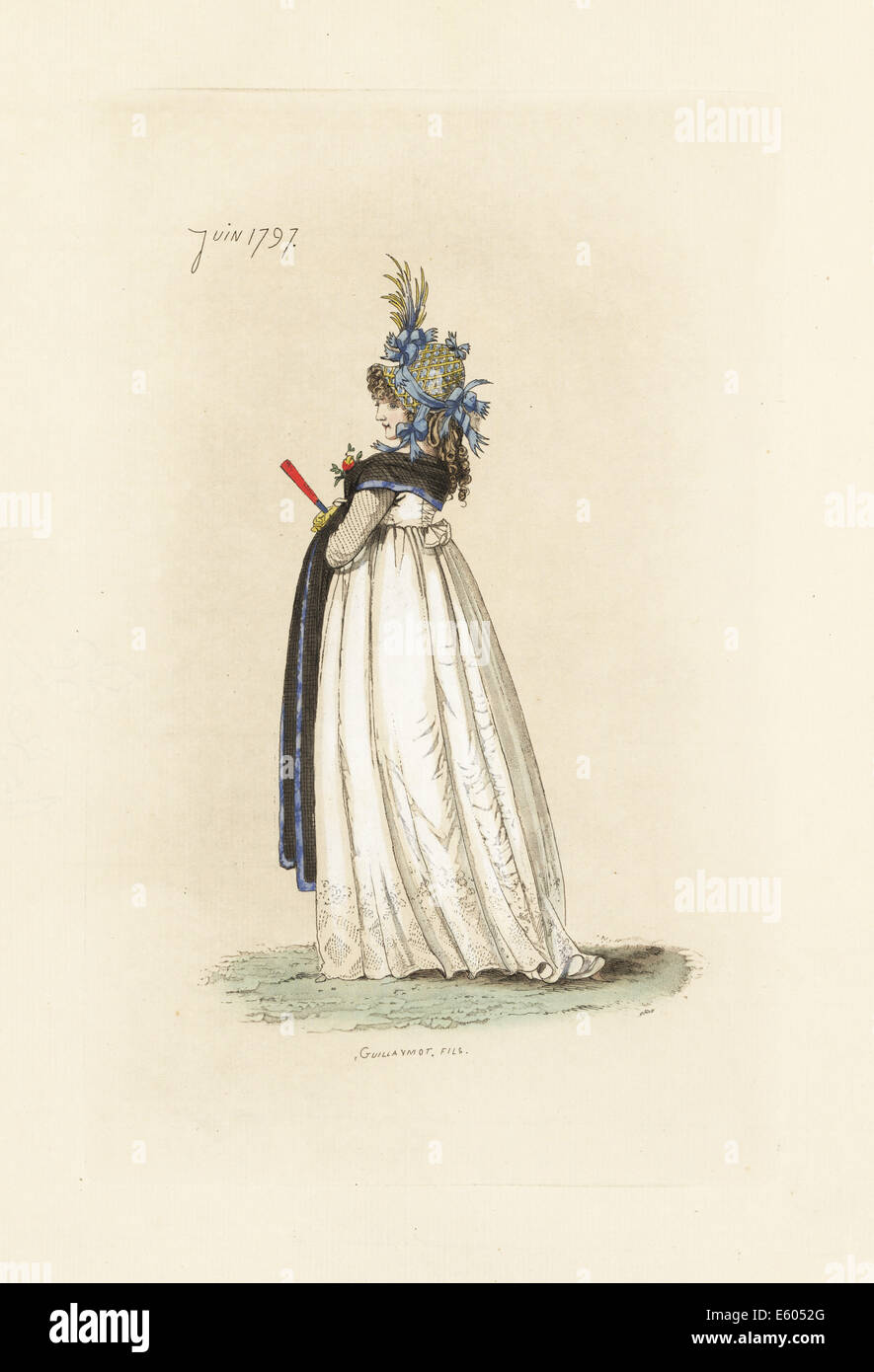 Engländerin in der Mode von Juni 1797. Stockfoto