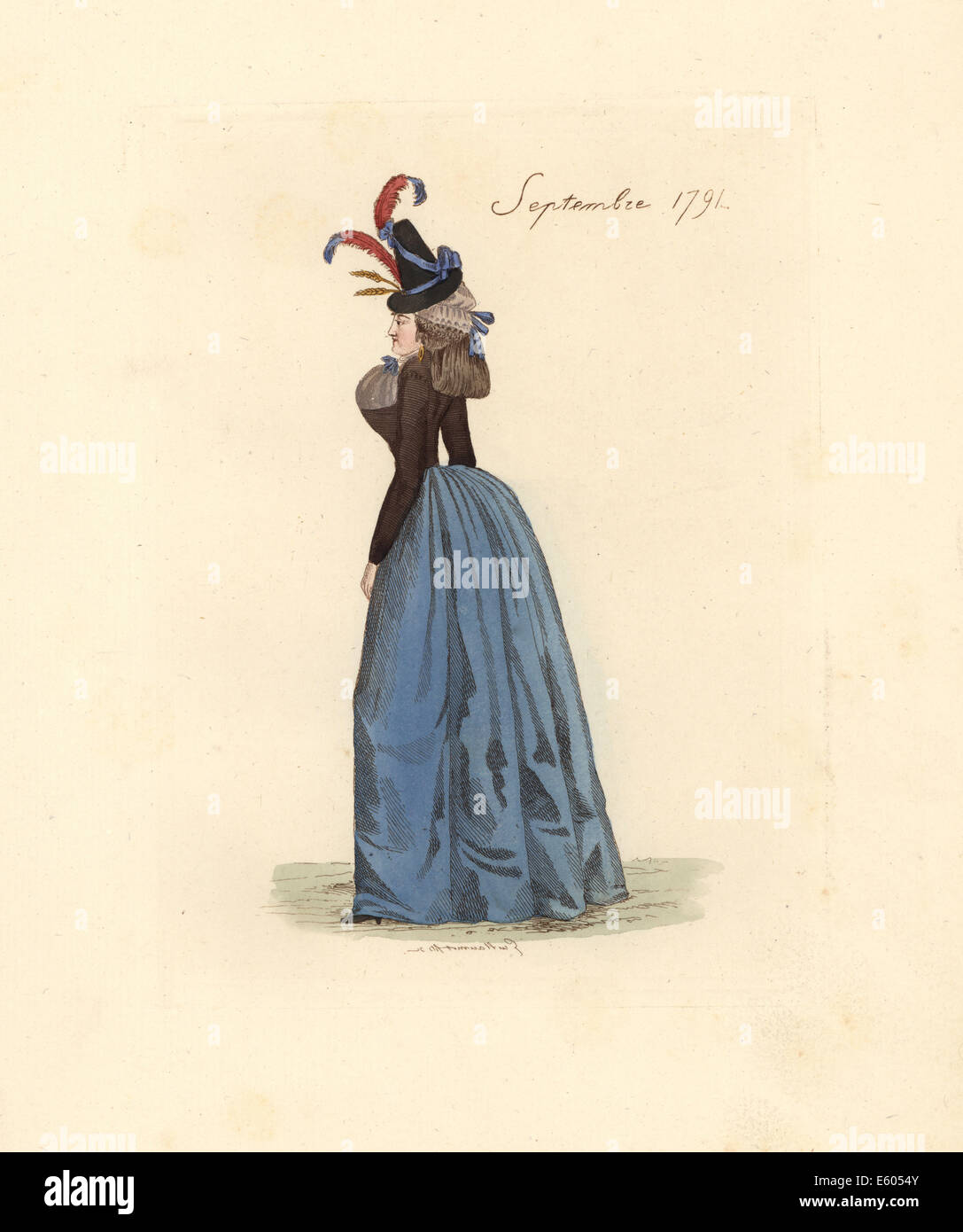 Französin tragen die Mode von September 1791. Stockfoto
