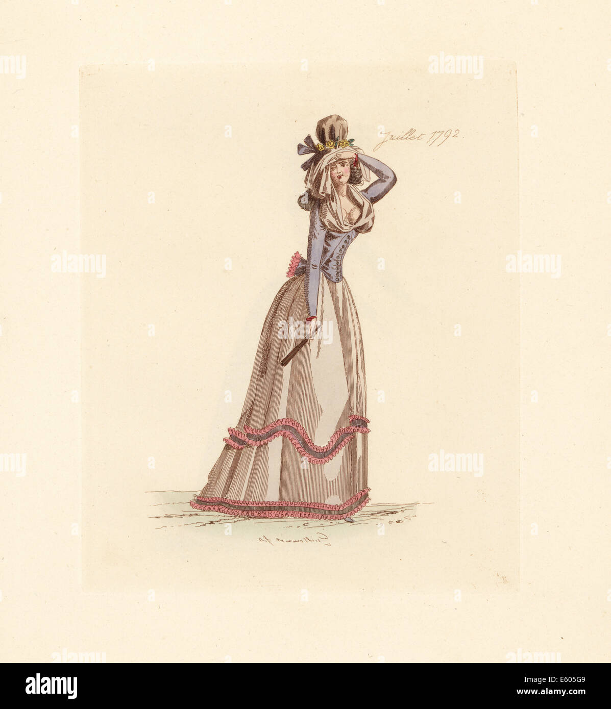 Französin tragen die Mode von Juli 1792. Stockfoto