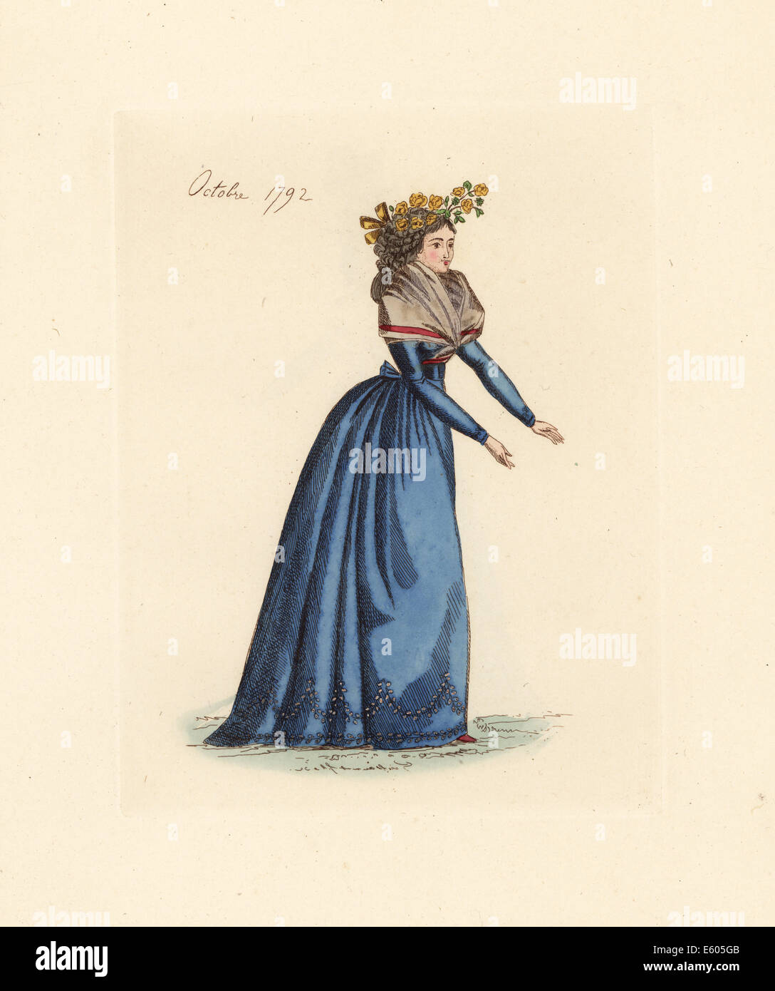 Französin tragen die Mode von Oktober 1792. Stockfoto