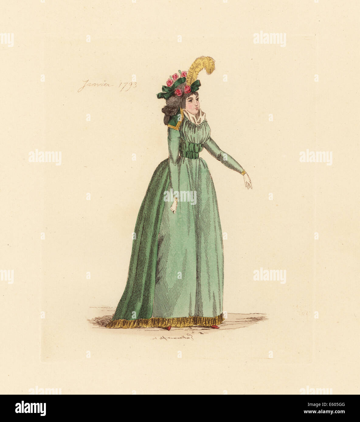Französin tragen die Mode von Januar 1793. Stockfoto