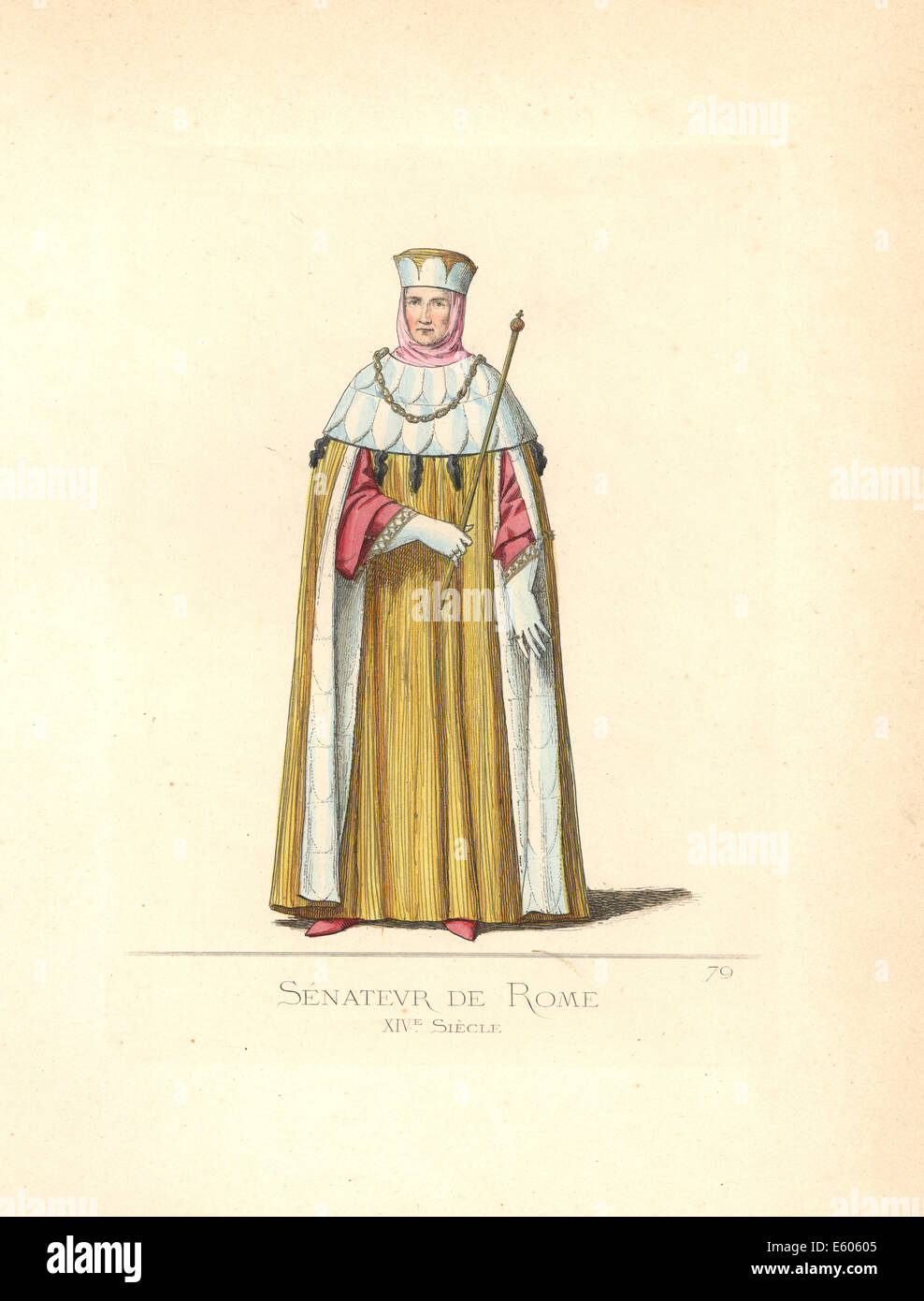 Römischer Senator und Gouverneur in formalen Roben, 14. Jahrhundert. Stockfoto