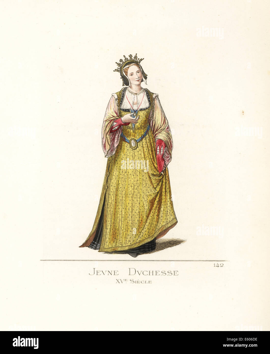 Kostüm eine junge Herzogin, 15. Jahrhundert. Stockfoto