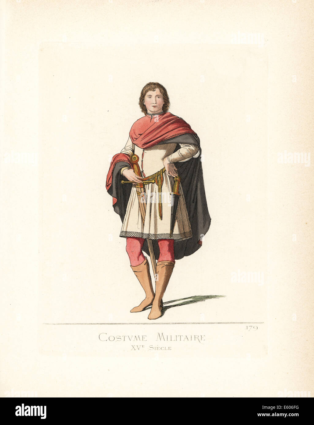 Militärische Kostüm eines toskanischen Gentleman, 15. Jahrhundert. Stockfoto
