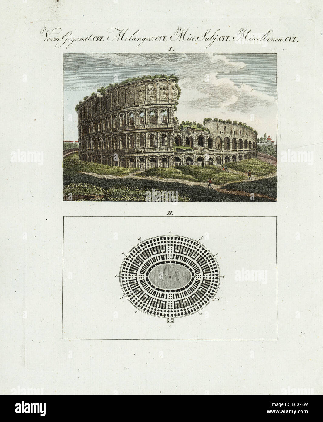 Römischen Kolosseum oder Flavian Amphitheater, um 1800. Stockfoto