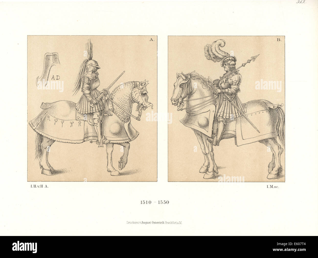 Ritter zu Pferd, erste Hälfte des 16. Jahrhunderts. Stockfoto