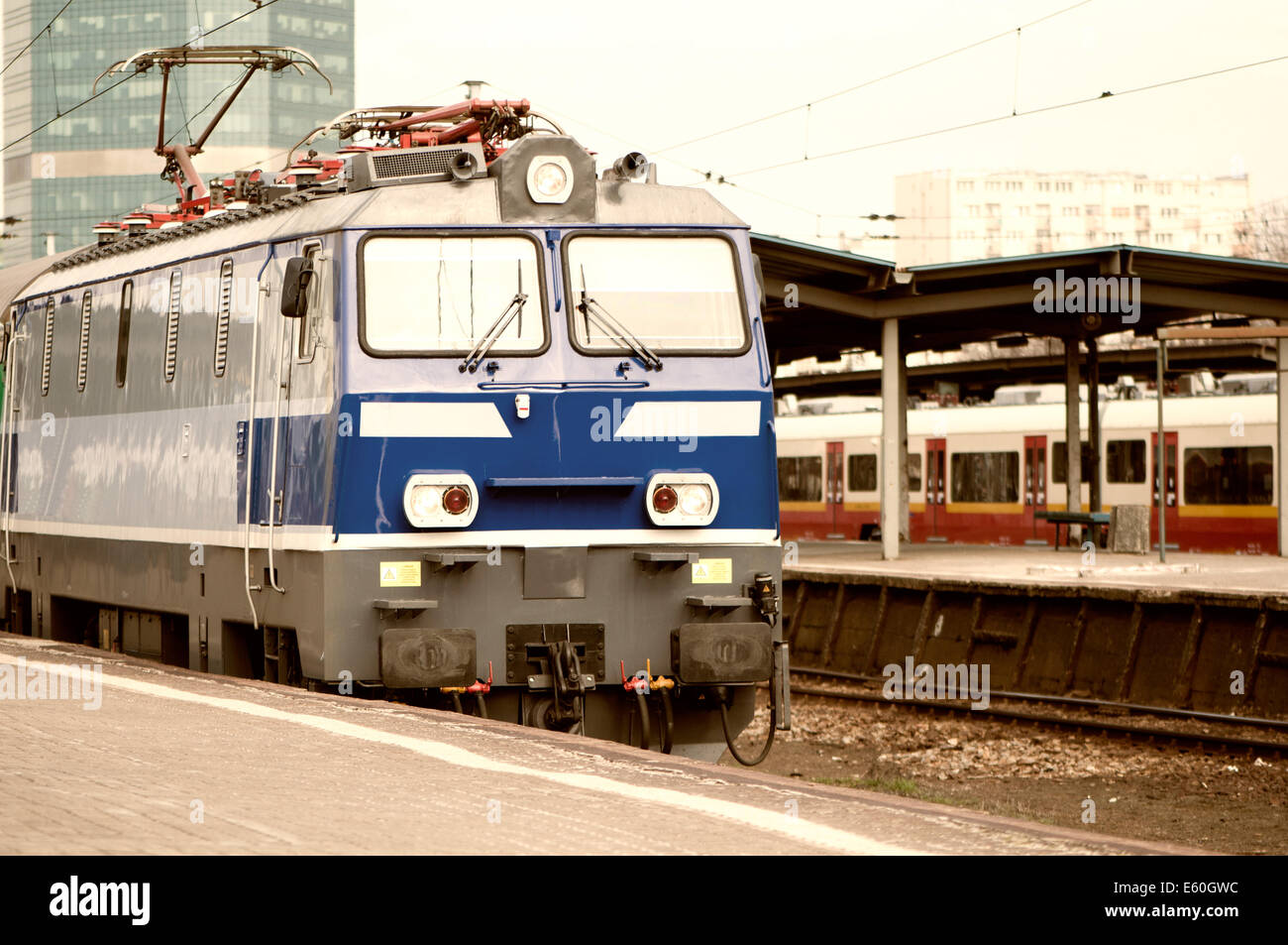 Blick von der Vorderseite der Lokomotive (Polen) Stockfoto