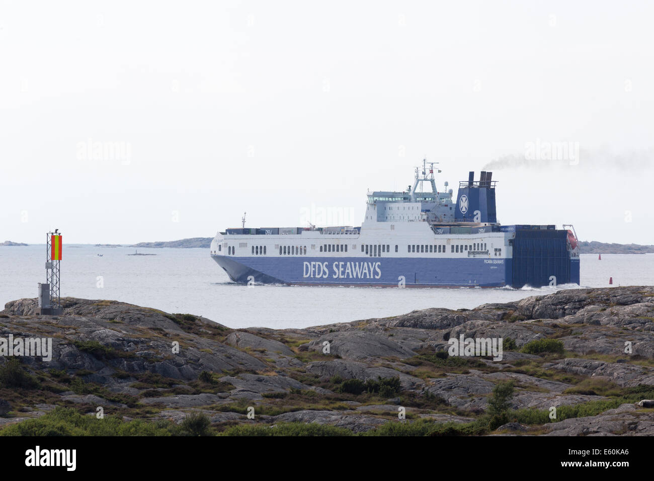 Ein DFDS Ro/Ro-Schiff Abfahrt Göteborg. Stockfoto