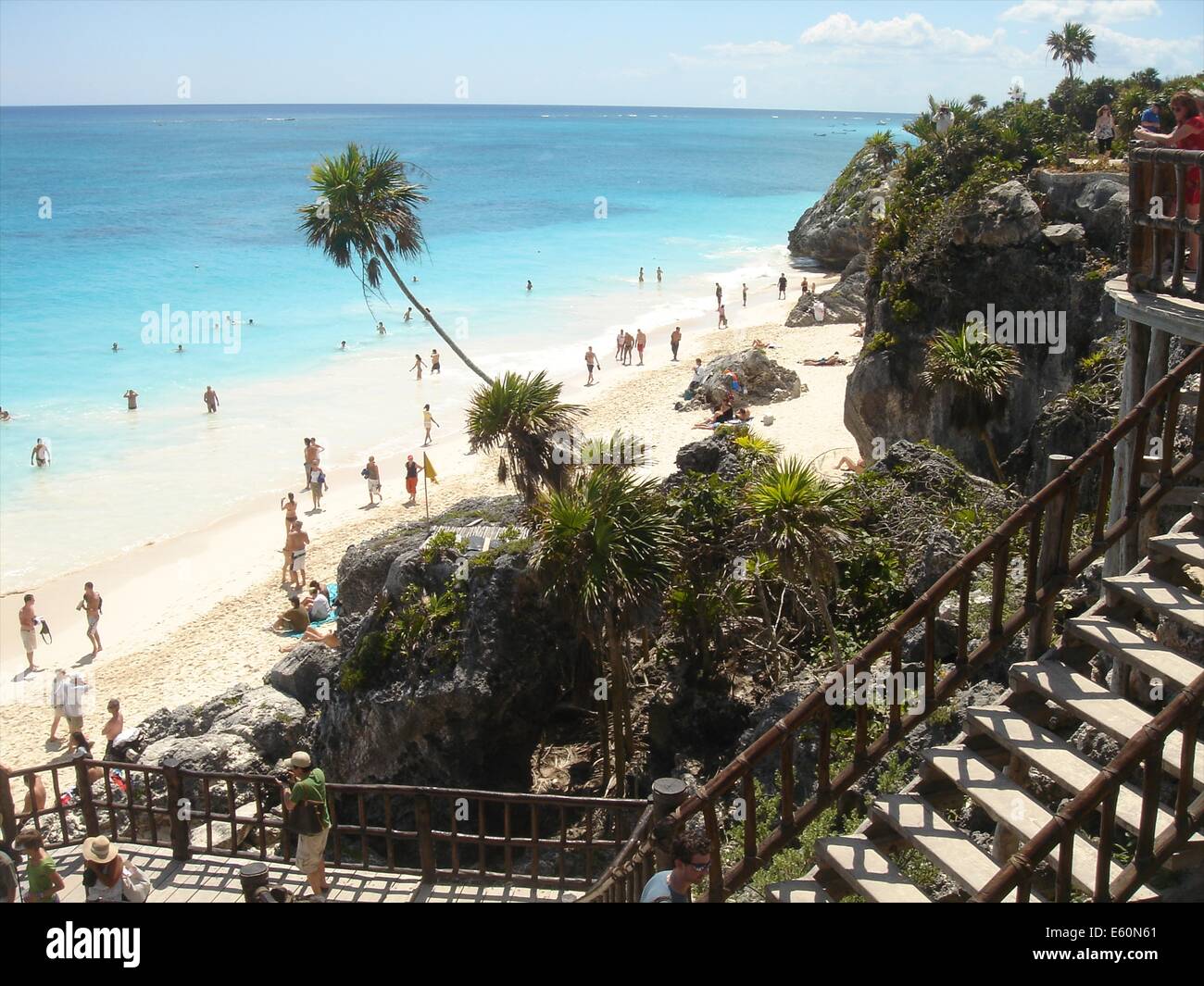 Die Maya-Ruinen von Tulum am Strand des Golf von Mexiko, in der Nähe von Playa del Carmen auf der Yucutan Peninisula, Mexiko Stockfoto