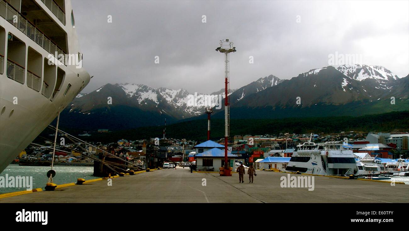 Am Hafen von Ushuaia am Beagle-Kanal, Feuerland, Argentinien Stockfoto