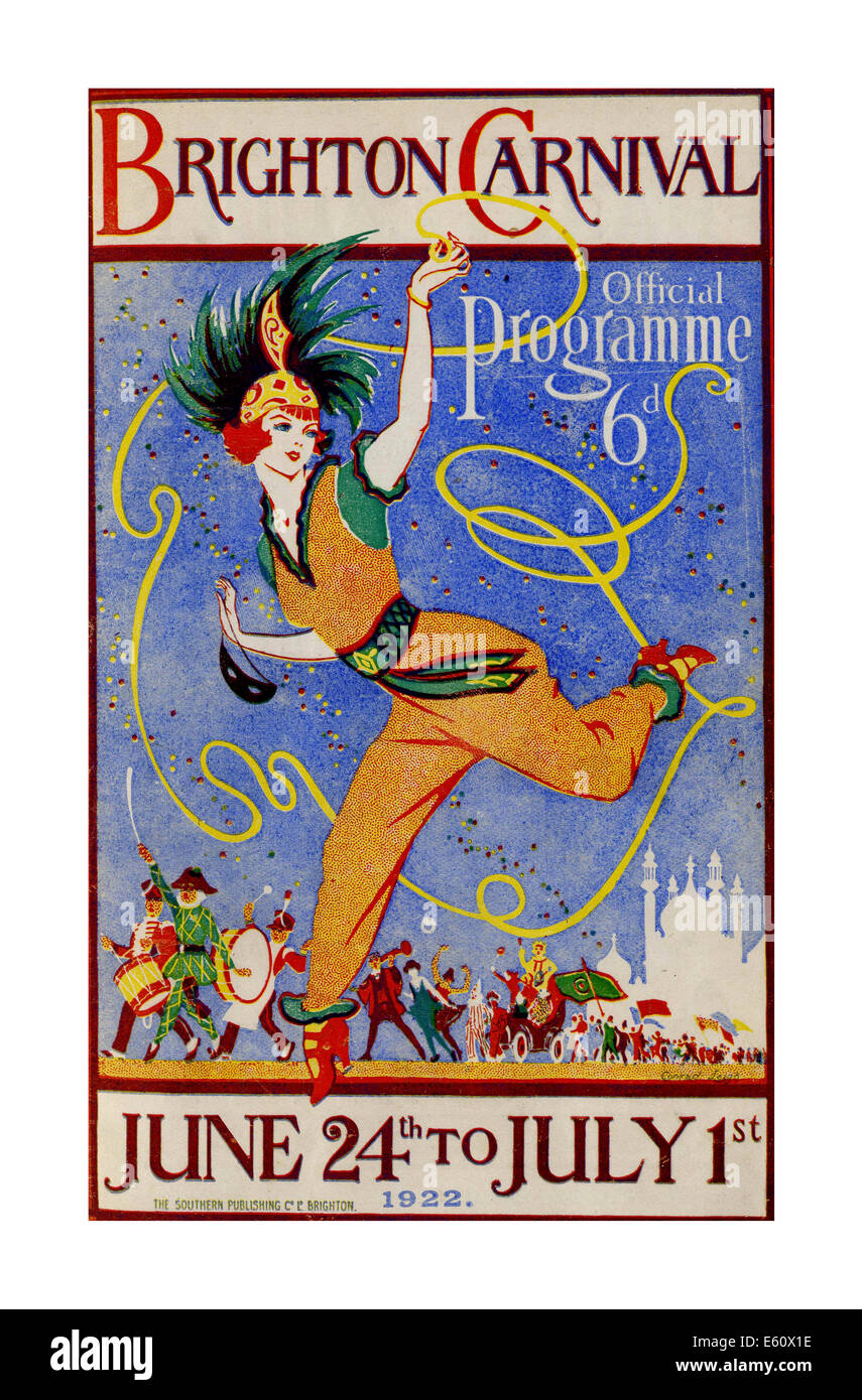 Vintage Poster für 1922 Brighton Carnival Sussex UK Stockfoto