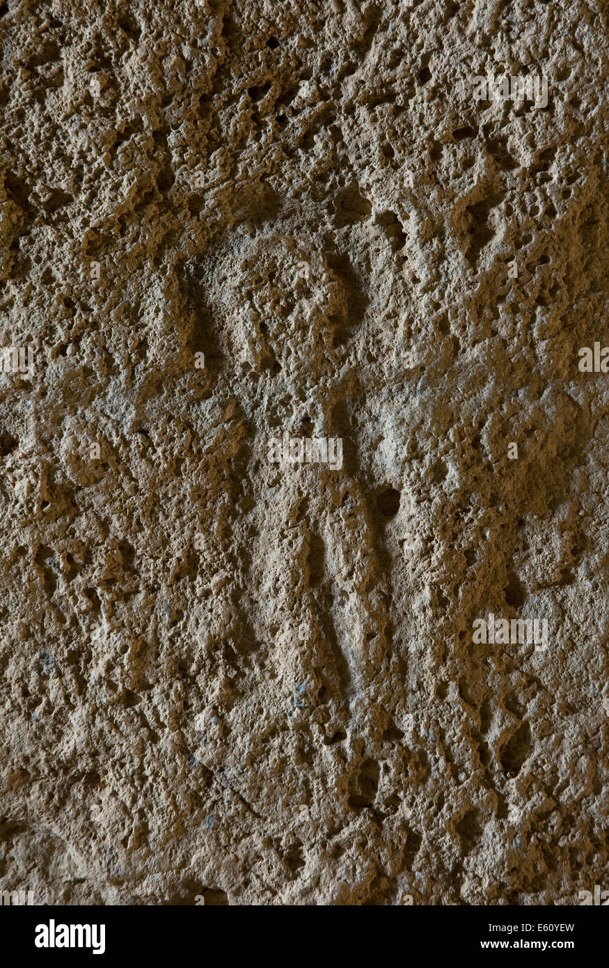 Dolmen De Soto - zwischen 3800 und 2500 v. Chr., Gravuren - anthropomorphe Figur, Trigueros, Huelva Provinz, Region Andalusien, Stockfoto