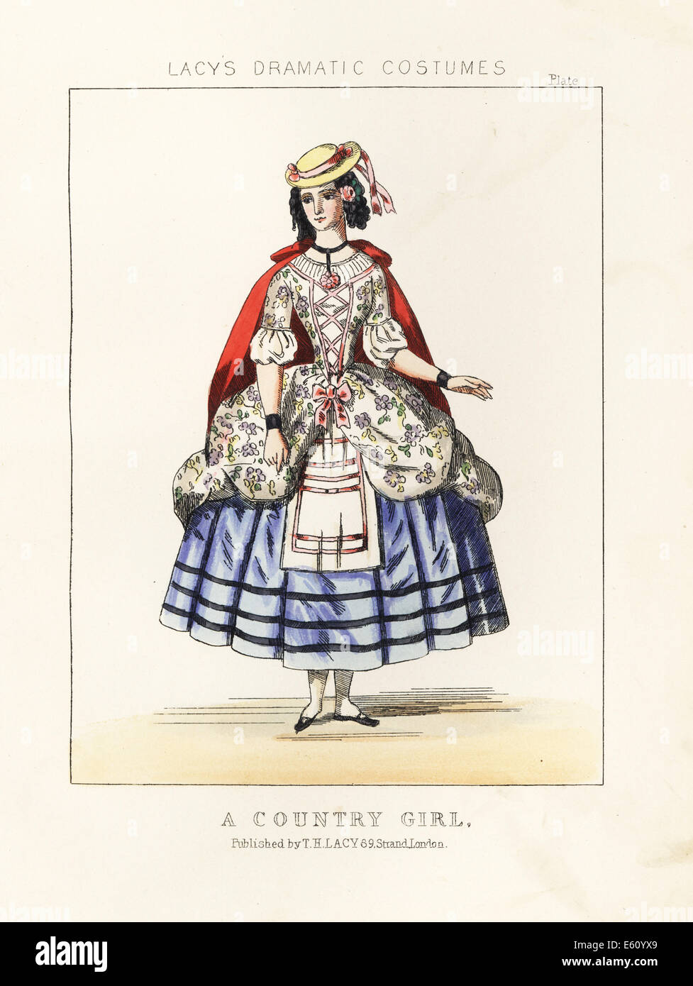 Kostüm eines englischen Country girl, 18. Jahrhundert. Stockfoto