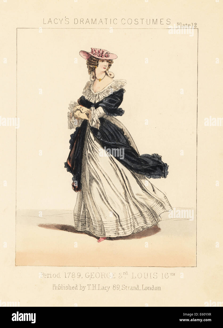 Frau in einem Kleid von der Zeit der französischen Revolution 1789. Stockfoto