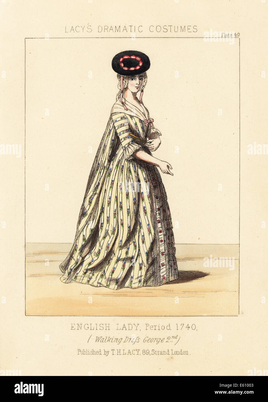 Englische Lady in unmittelbarer Kleid, Herrschaft von König George II, ca. 1740. Stockfoto