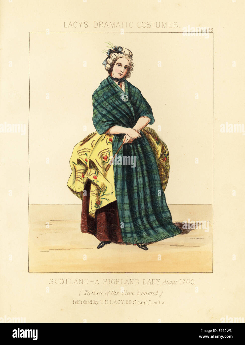 Highland Lady von Schottland in der Tartan des Clan Lamond, ca. 1760. Stockfoto