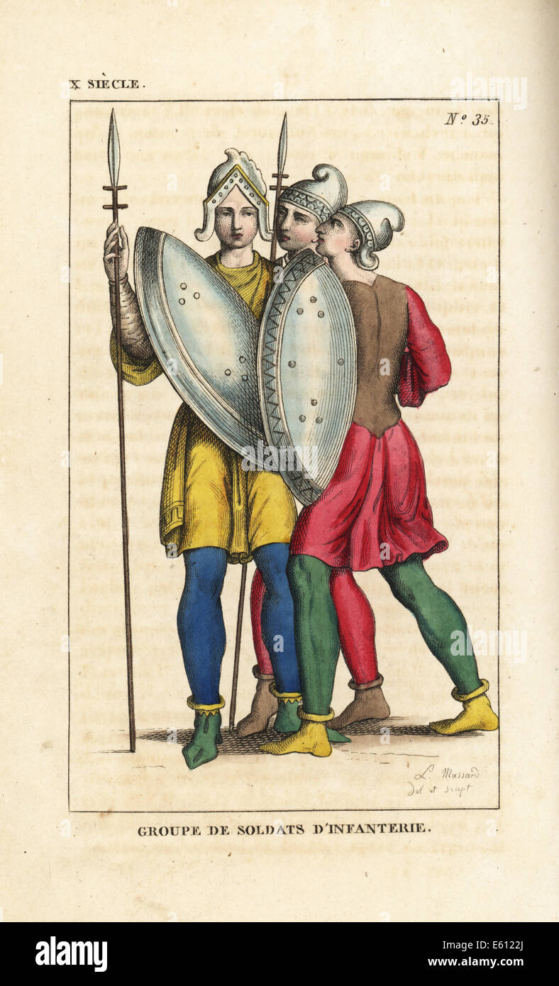 Französische Infanteristen, 10. Jahrhundert. Stockfoto