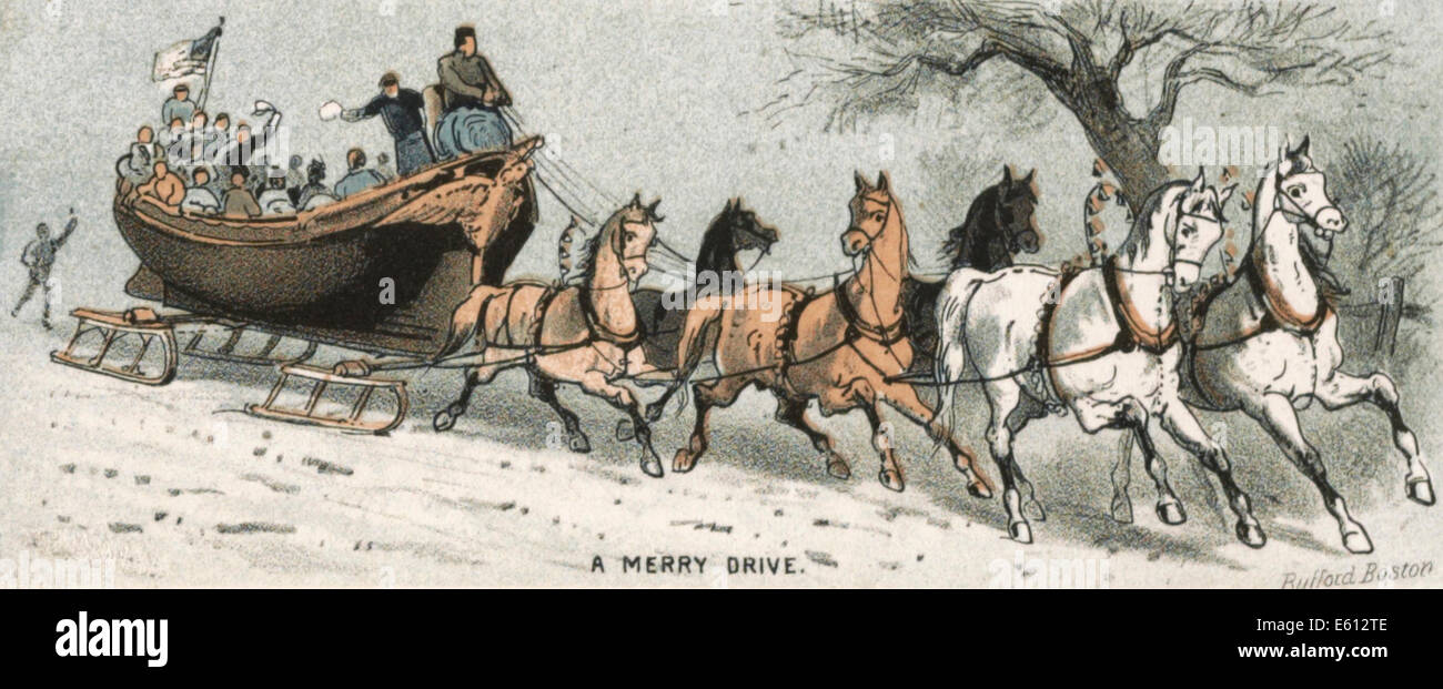 Fahren Sie ein Merry - Out für eine Fahrt im Schnee in alten Zeiten Stockfoto