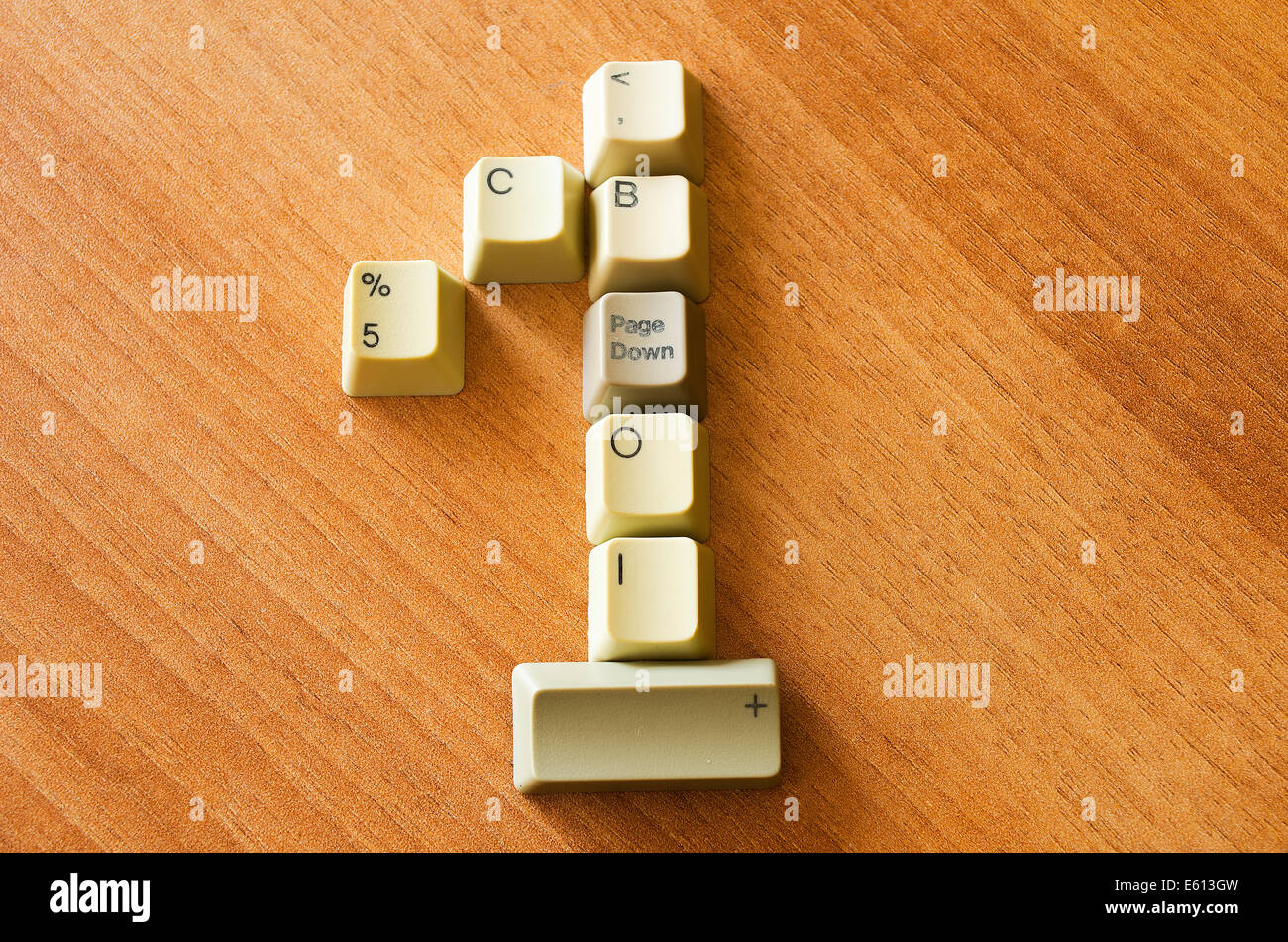 Nummer eins mit Keyboard-Tasten Stockfoto