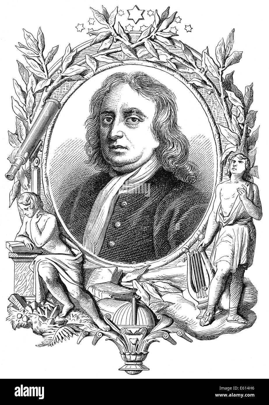 Sir Isaac Newton, 1642-1726, ein englischer Physiker und Mathematiker, Stockfoto