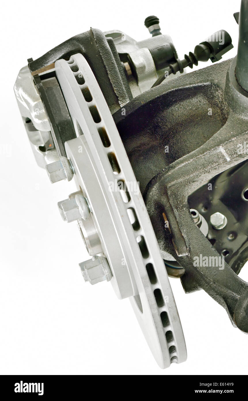 Auto-Bremsanlage auf weißem Hintergrund Stockfoto