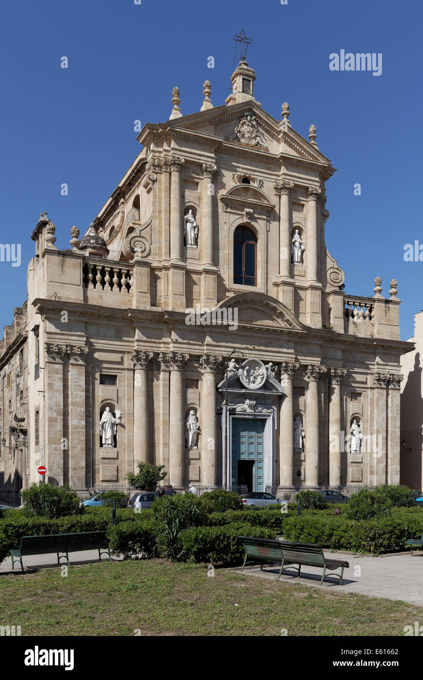 Barocke Kirche von Santa Teresa Alla Kalsa, La Kalsa, Palermo, Sizilien, Italien Stockfoto