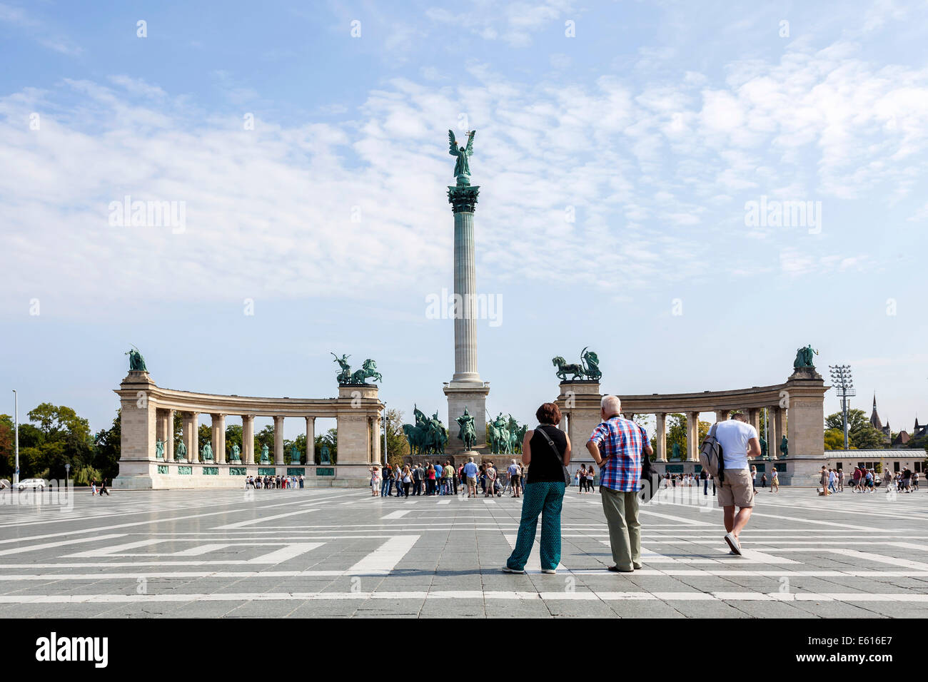 Heroes' Square, Hösök Tere mit Millennium-Denkmal, Budapest, Ungarn Stockfoto
