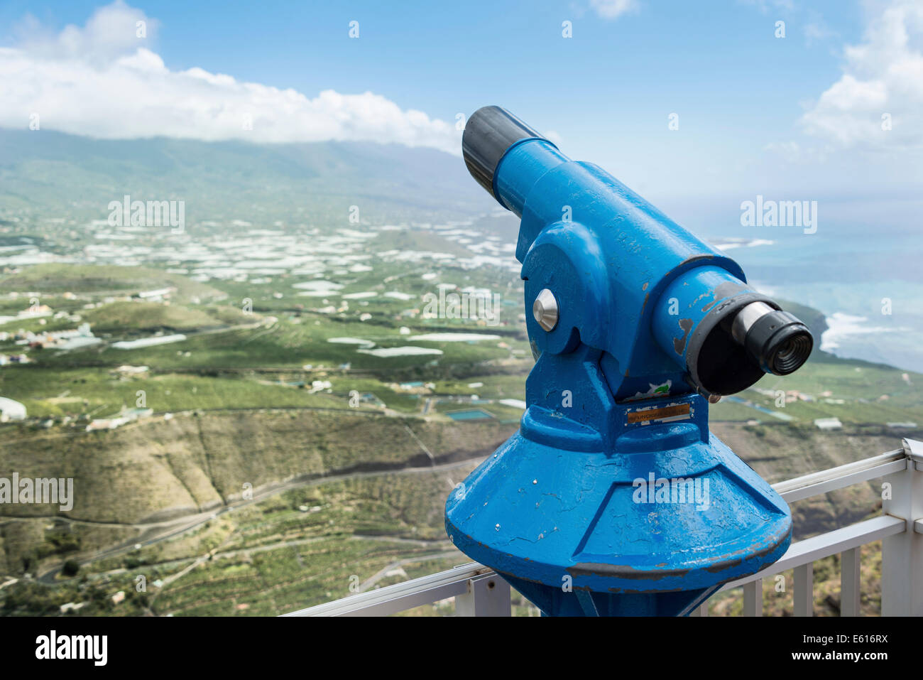 Blaue Teleskop, Aussichtspunkt Mirador del Zeit, La Palma, Kanarische Inseln, Spanien Stockfoto