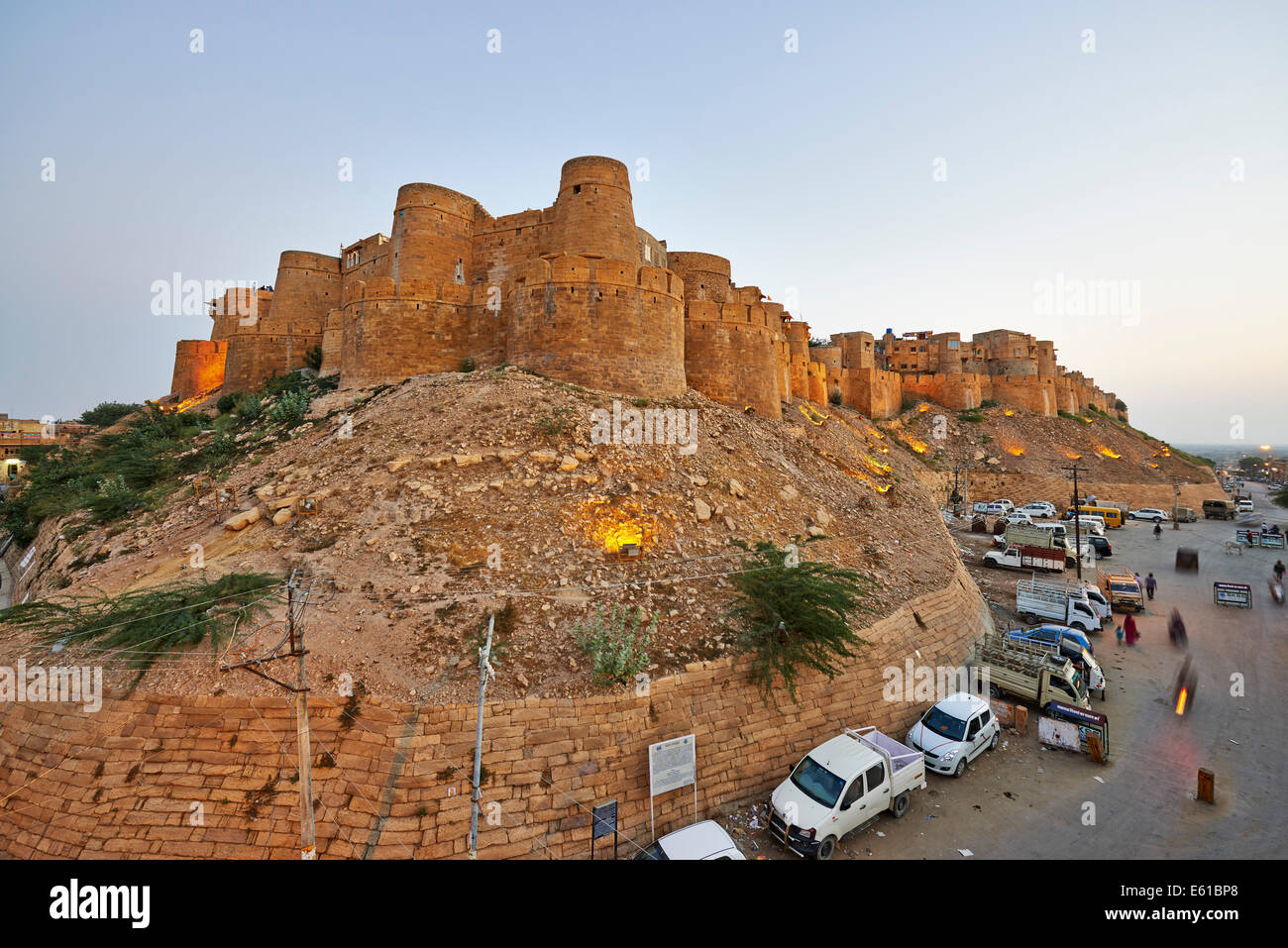 Stadtmauer von Jaisalmer, Rajasthan, Indien, Asien Stockfoto