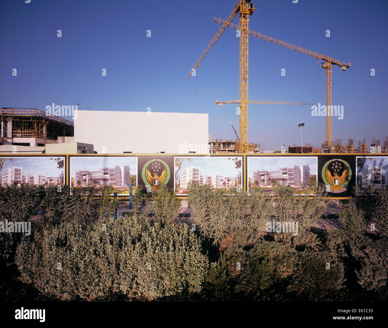 Baustelle mit ordentlich Zaun in Abu Dhabi Stockfoto